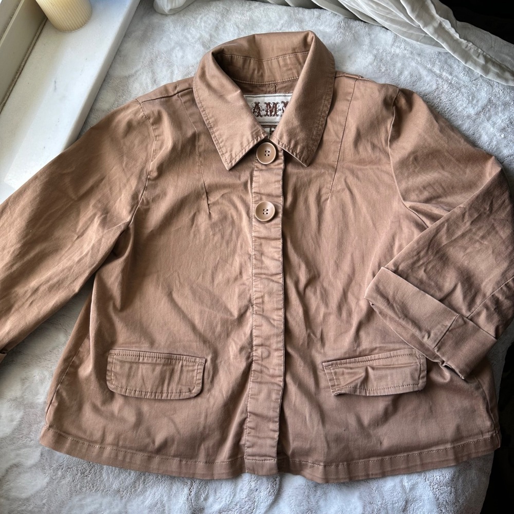 City Girl Cropped AMI Button Coat Light Brown Little Utility Style Jacket